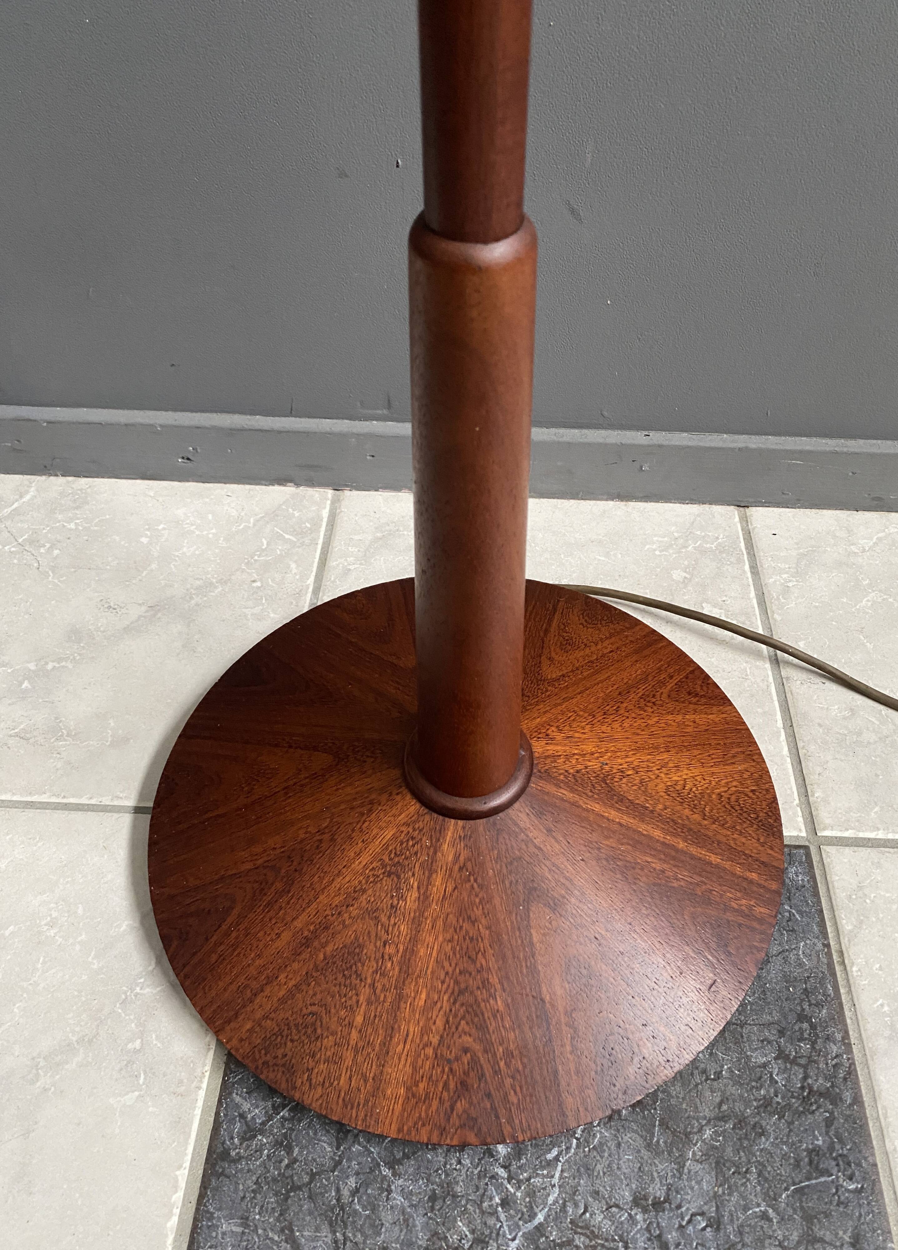 Danish Teak floor lamp with Black and Red , Yellow shade 1960s