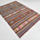 Tapis Kilim multicolore 5x8, tapis rayé, Kilim antique années 60 160x232 cm