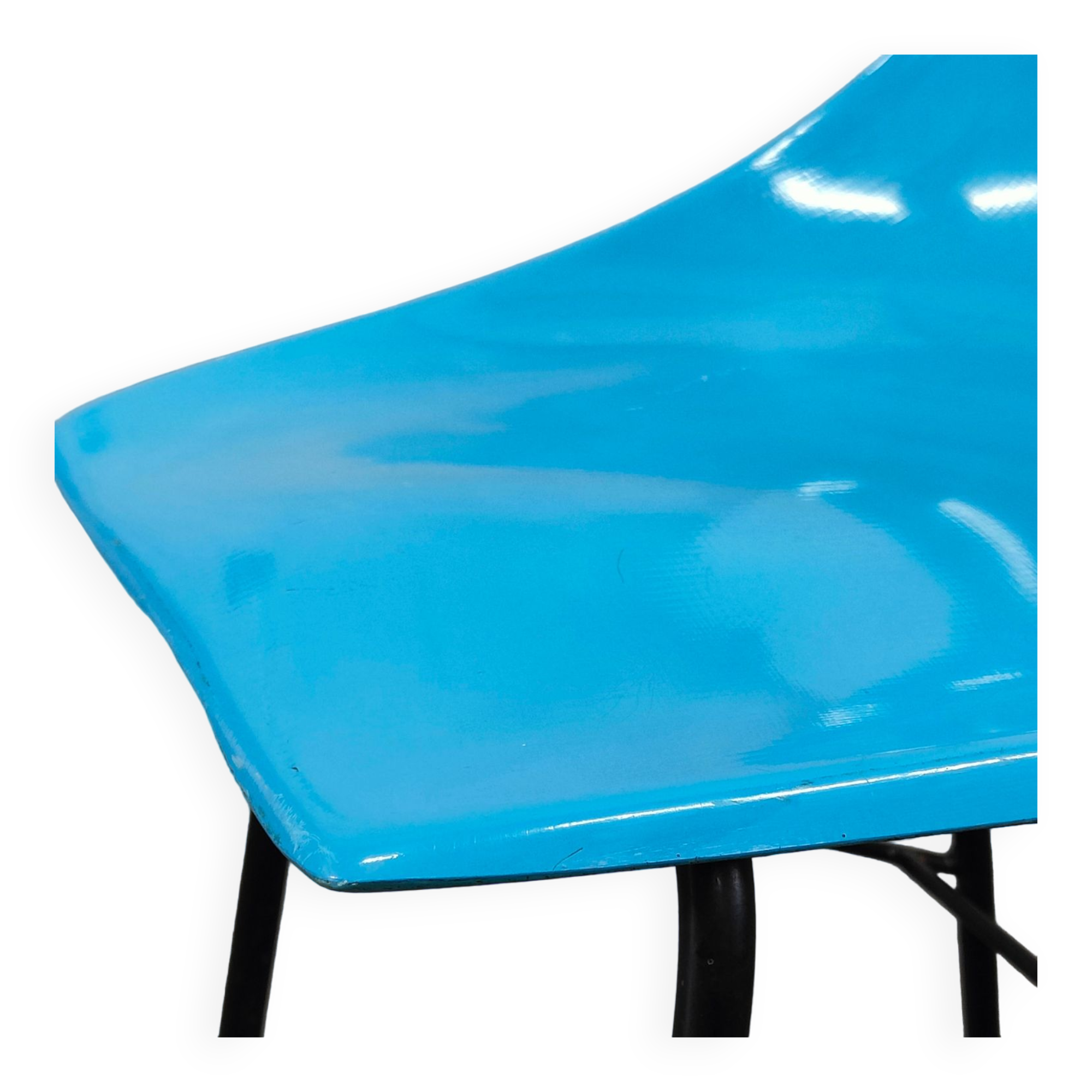 Metal and blue fiber chair by Miroslav Navratil for Vertex