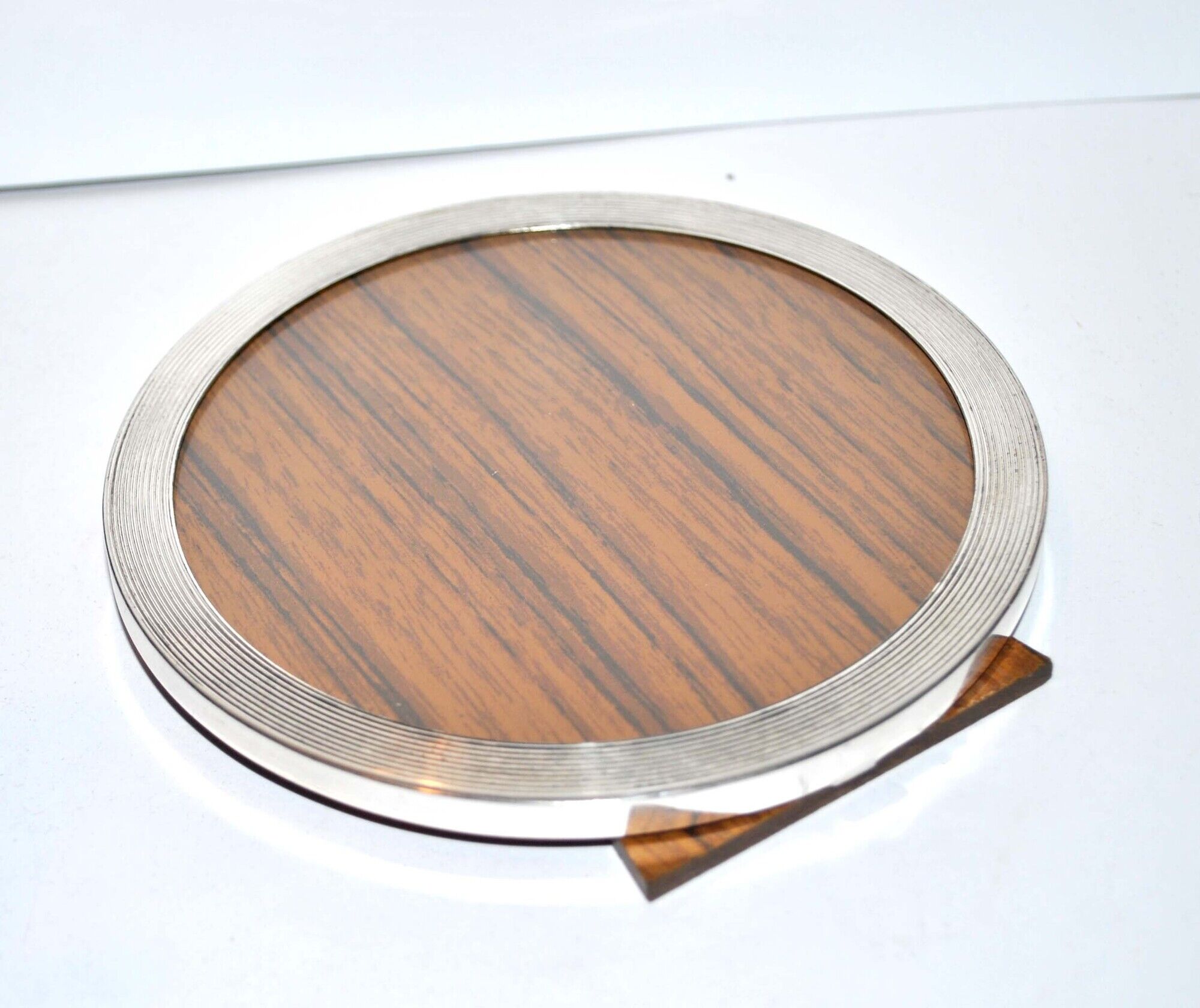Photo frame in sterling sterling silver 925 - round guilloche line medallion
