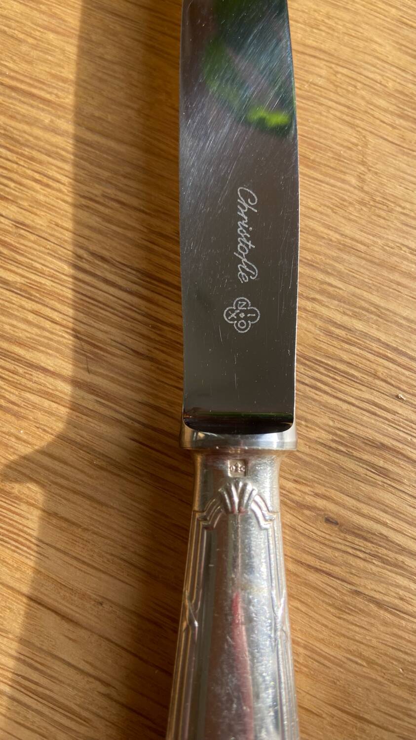 12 large Christofle Ribbons silver metal knives