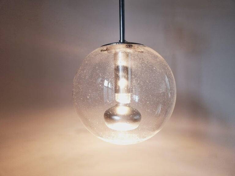 Midcentury Bubble Glass Globe Pendant by Glashütte Limburg, Germany, 1970s