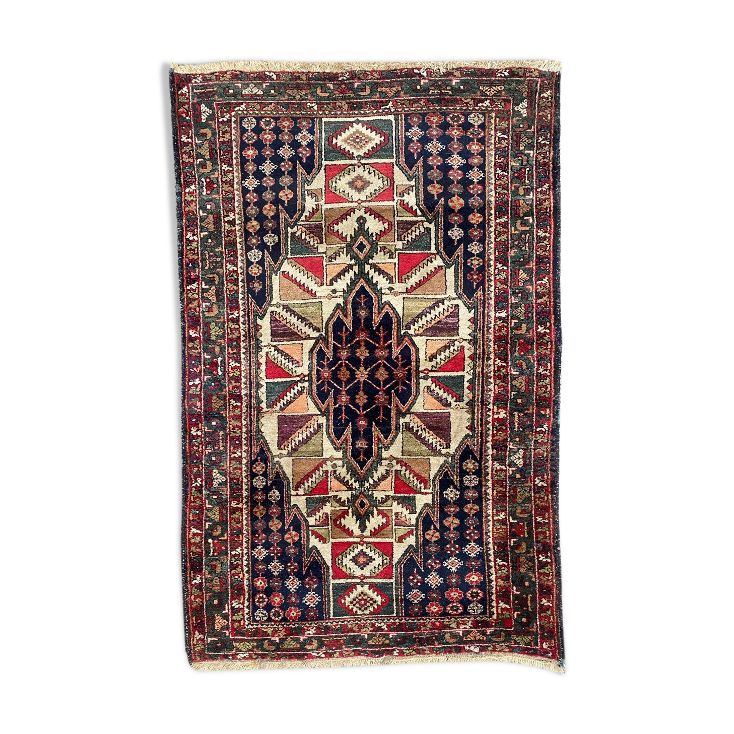 Handmade ancient Persian mazlaghan carpet