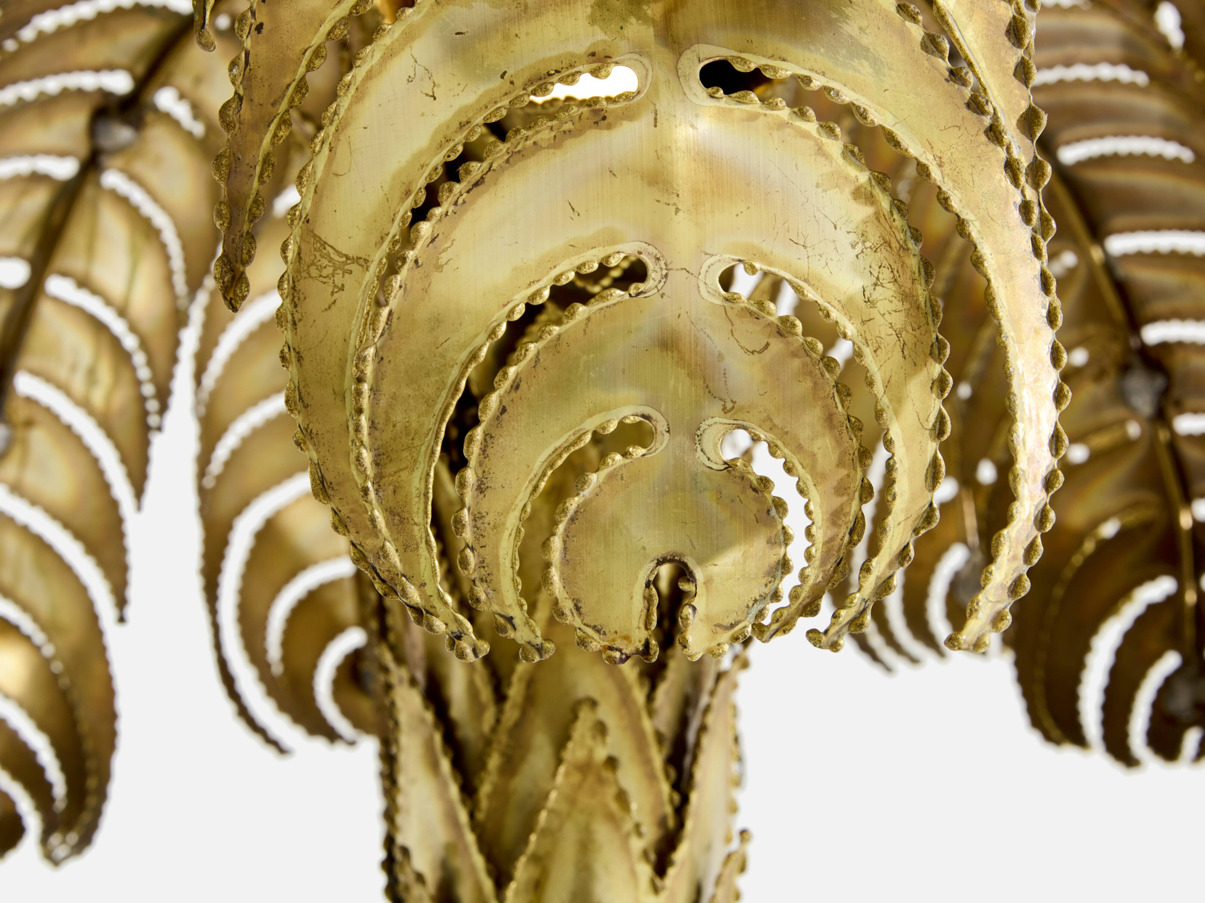 Christian Techoueyres brass palm lamp for Maison Jansen 1970s