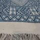 Tapis kilim bleu et blanc fait main 155 x 75 cm