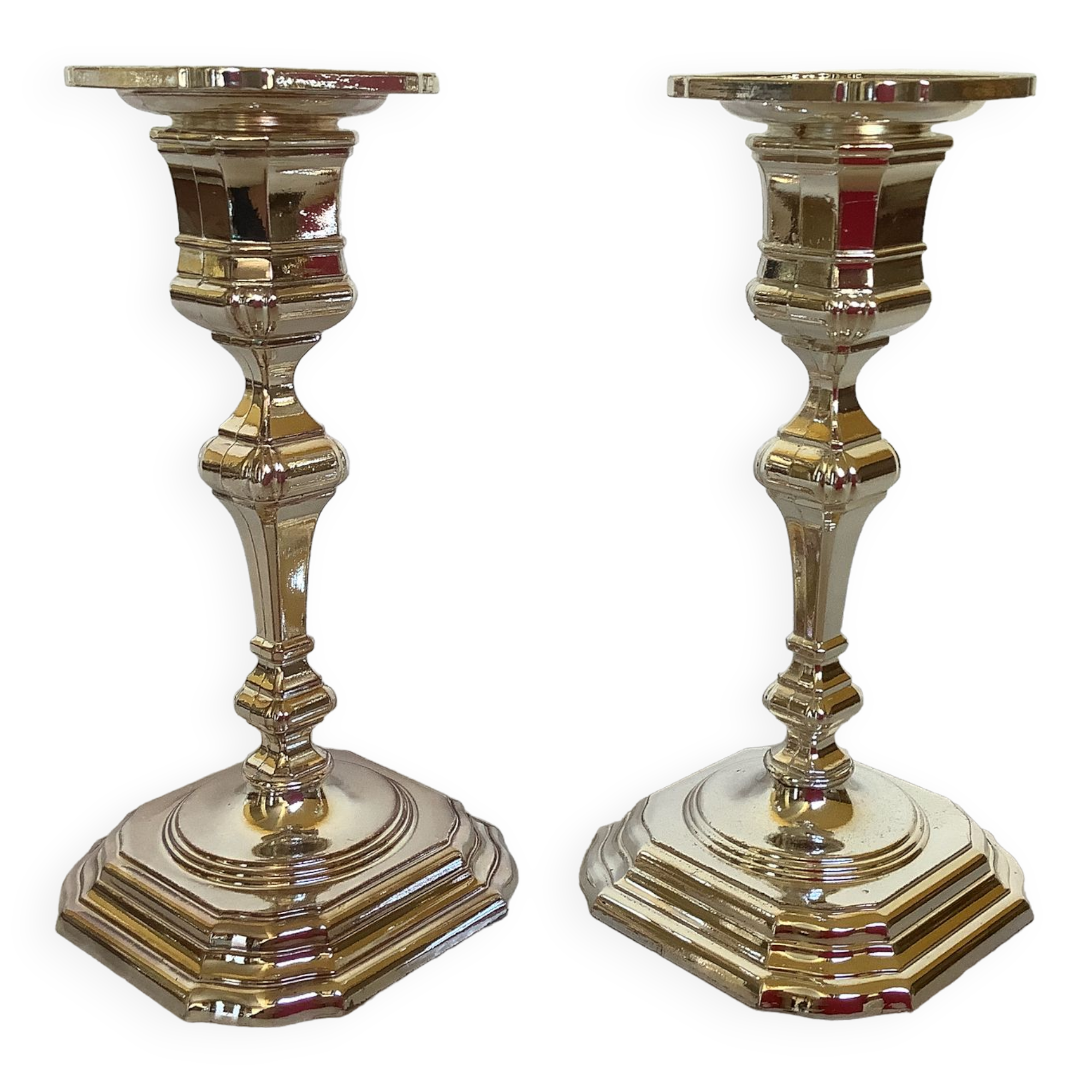 Pair of candlesticks silver metal W Germany