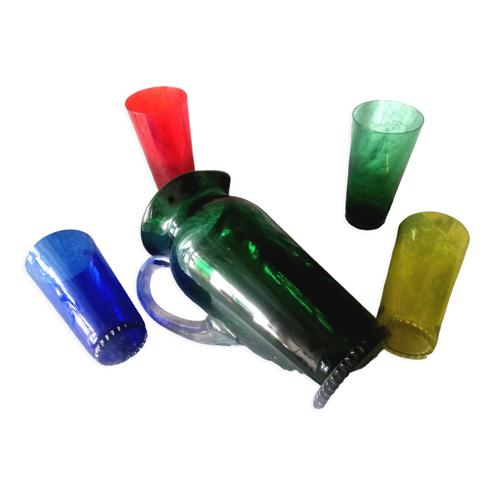 Service in orangeade signed nason moretti murano 50s, 5 pieces