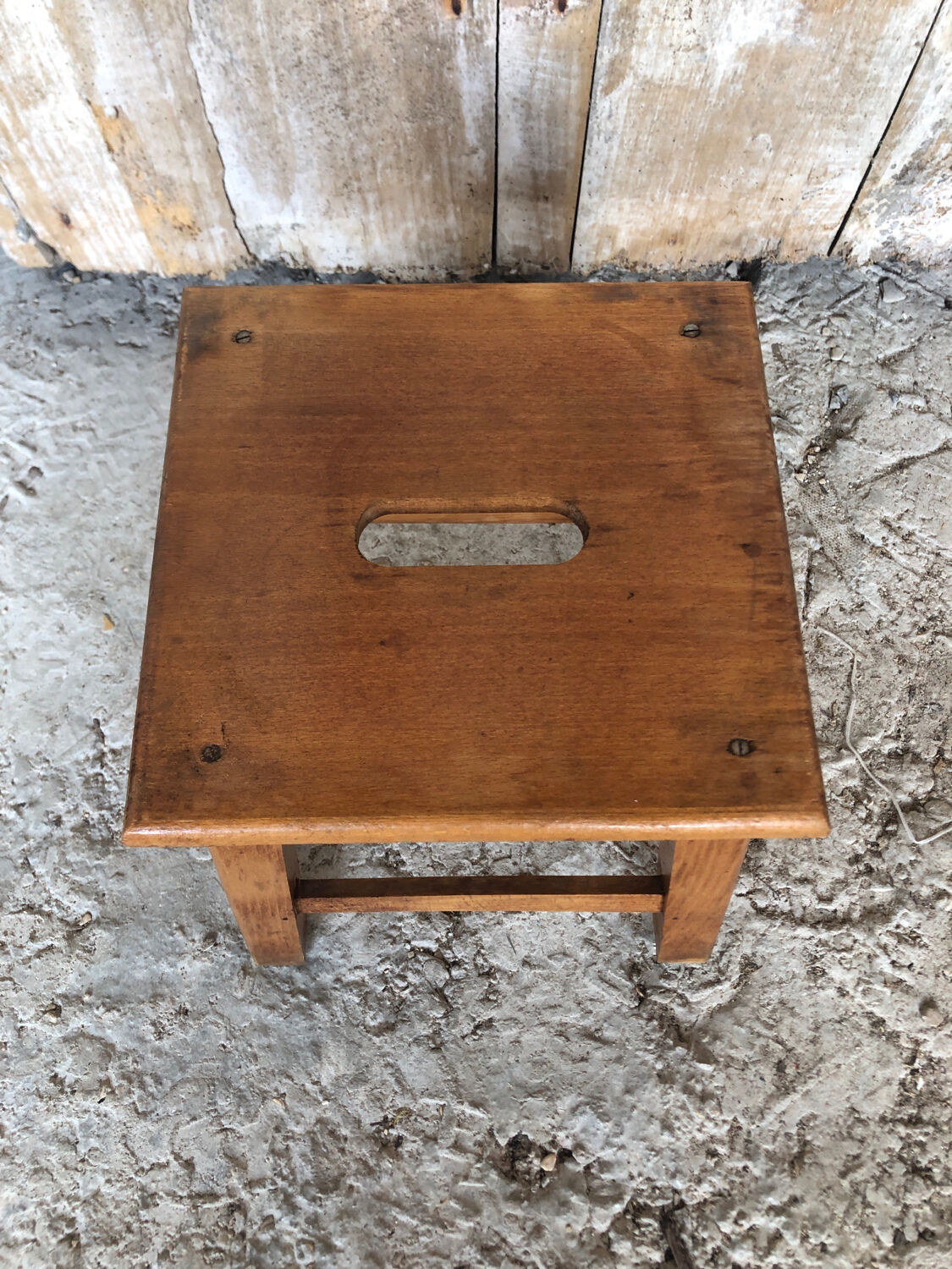 Stool footrest vintage wood #a226