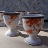 Vintage Japanese porcelain 8 egg cups with maple decor