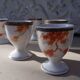 Vintage Japanese porcelain 8 egg cups with maple decor