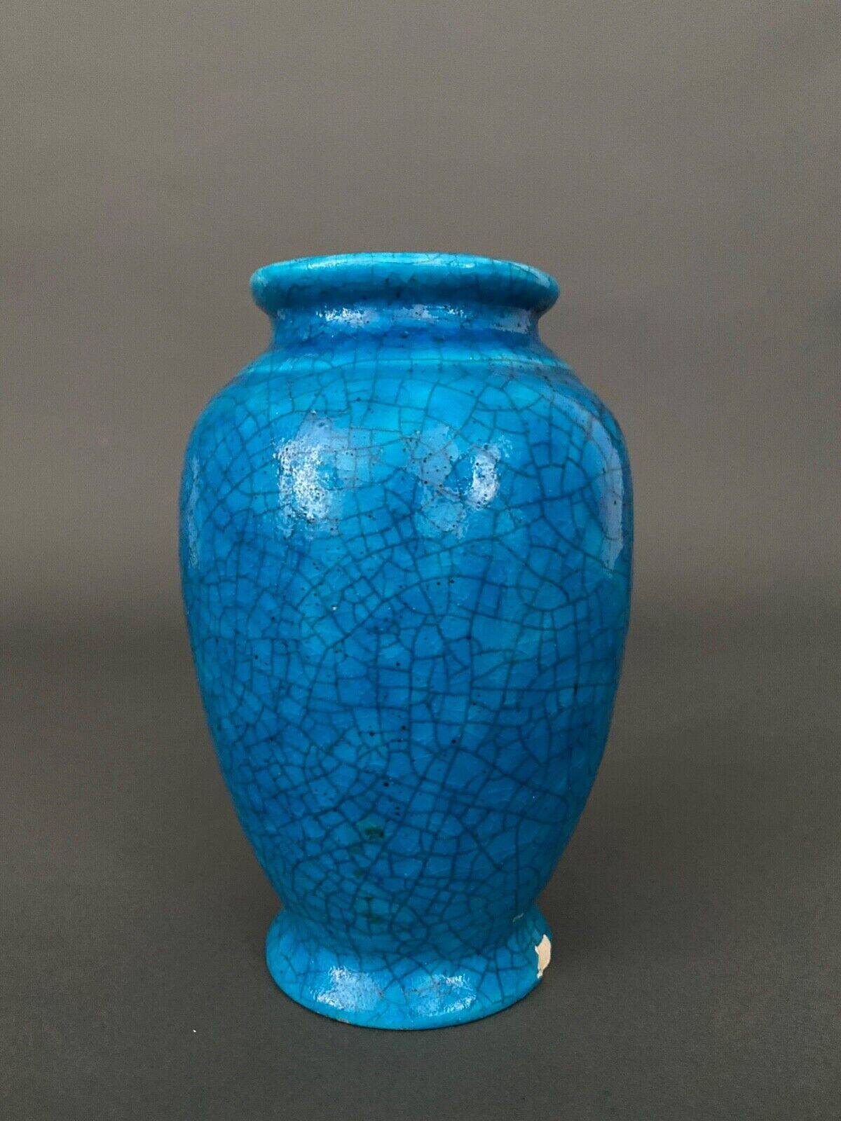 Cracked ceramic vase by Lachenal 1930 ovoid shape