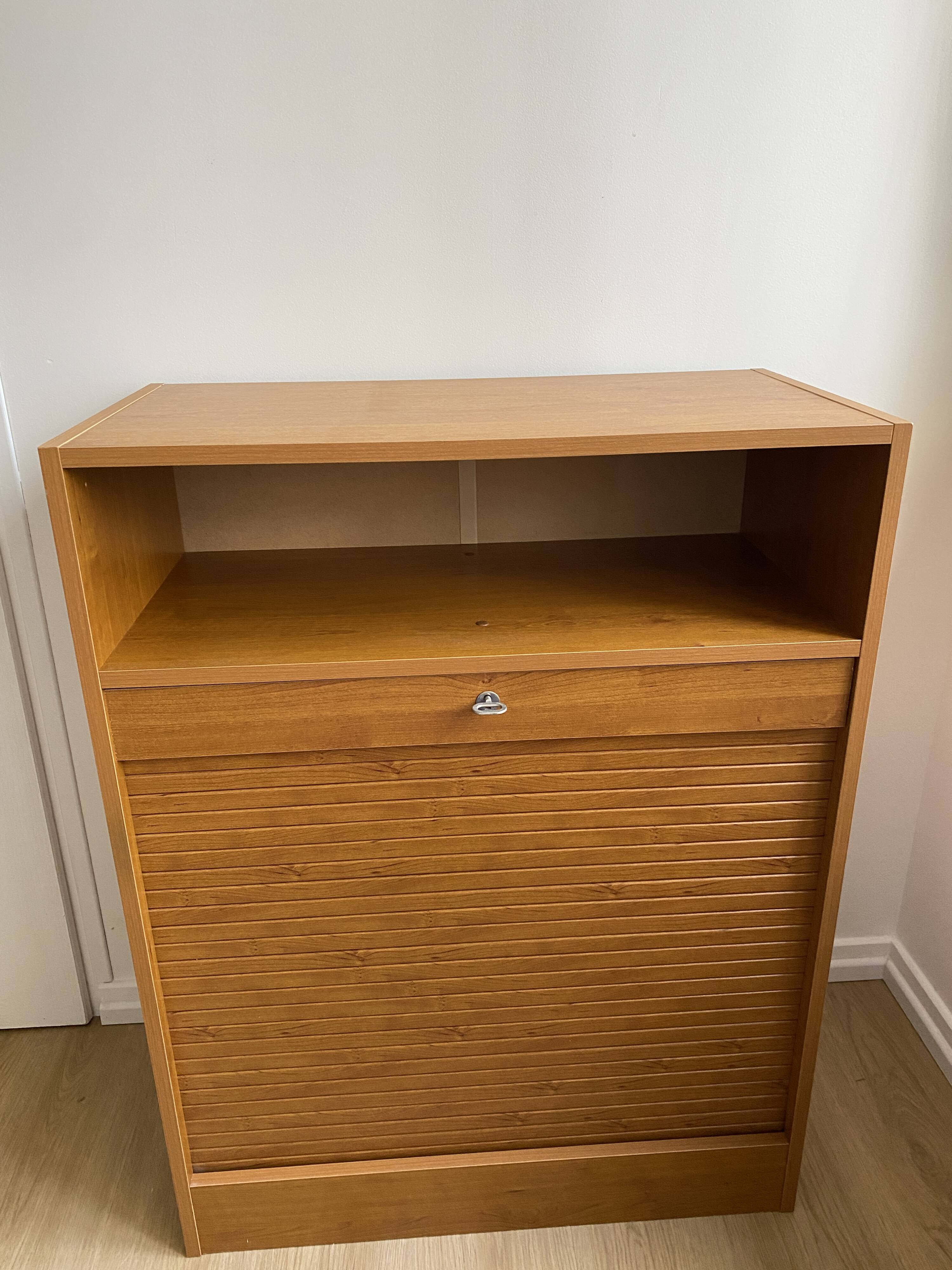 Low storage unit, 70s/80s three height-adjustable shelves