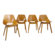 Set of 4 barrel chairs, wooden base, Pierre Guariche, Steiner, 1950s.