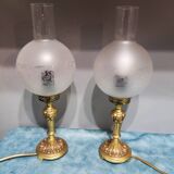 Paire de lampes en laiton et en bronze