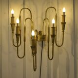 Monumental bronze wall light with 5 arms, neoclassical Art Deco from the 1940s.