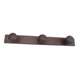 Wall mounted pine coat rack with 3 vintage hooks