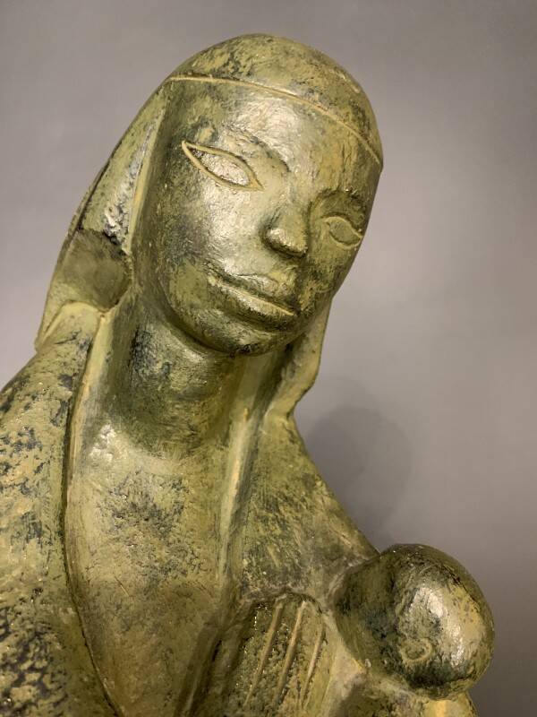 Paul baeke 'maternity' woman & child, modernist art style sculpture