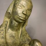 Paul baeke 'maternity' woman & child, modernist art style sculpture