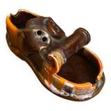 Cendrier ancien Vallauris céramique multicolore forme chaussure vintage