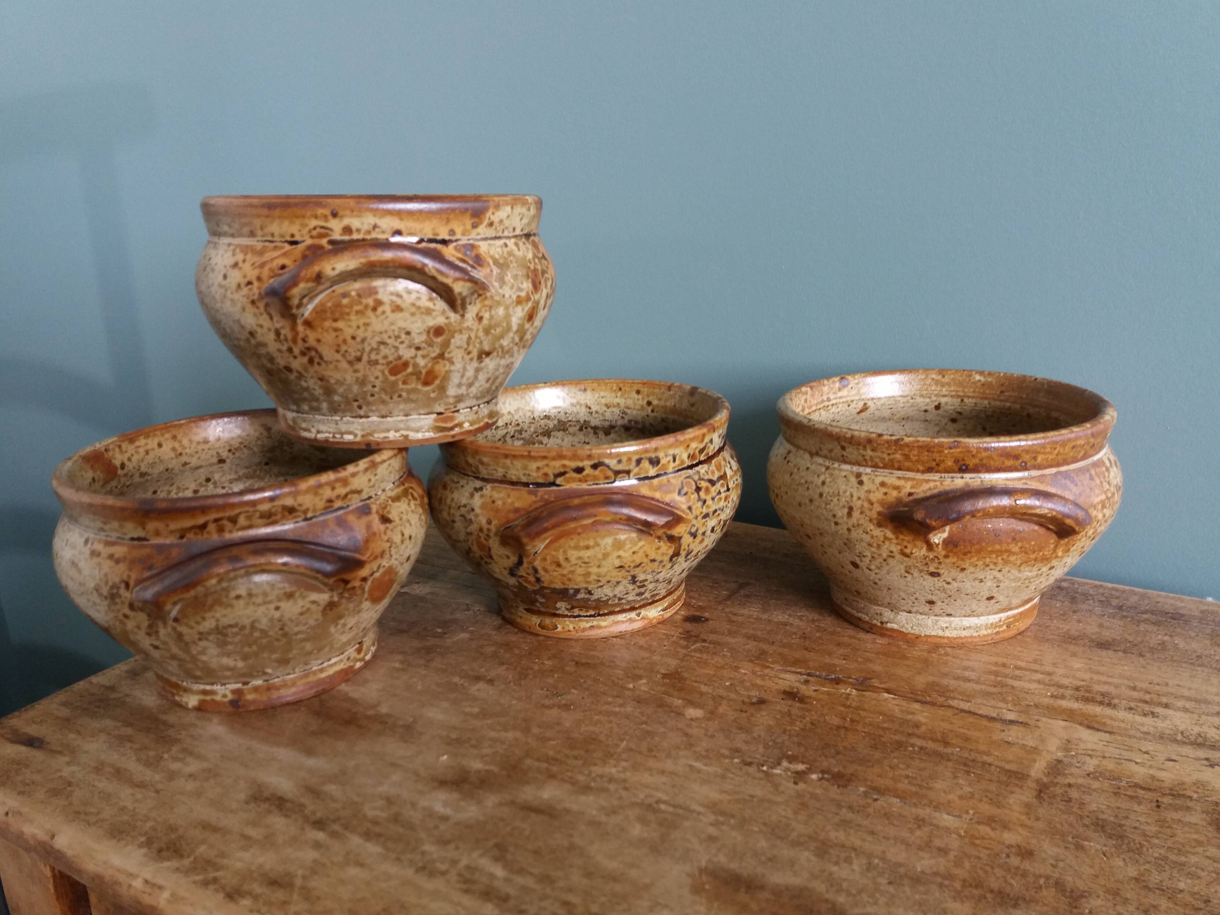 Soup bowls in Puisaye pyrite stoneware by Jean-Pierre Prud'homme