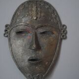 Wall mask sculpture African art brass vintage ethnic tribal handcrafted
