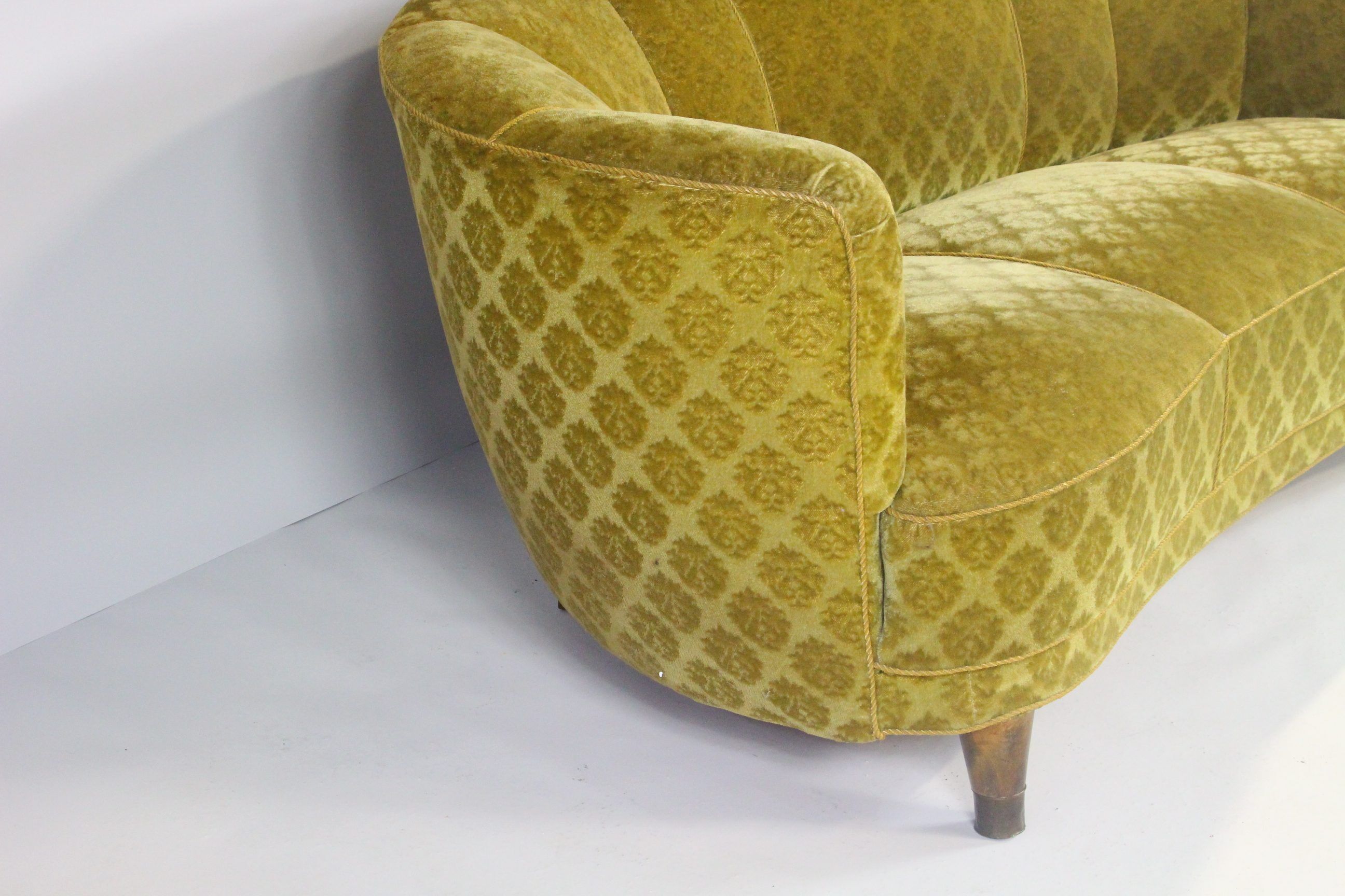 1950s Mid Century Gold Banana Sofa, Denmark