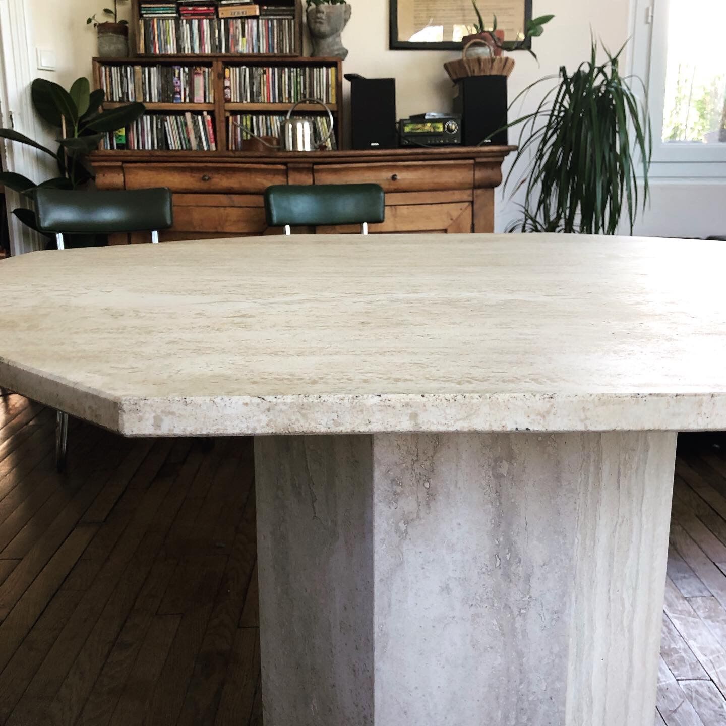Travertine dining table