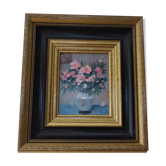 Oil on wood bouquet of flowers signed Dyf