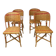 Set of 4 antique chairs in woven red and natural rattan.