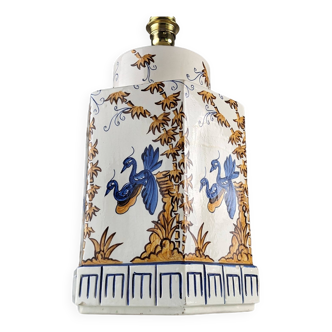 Lampe vintage en céramique peinte à la main