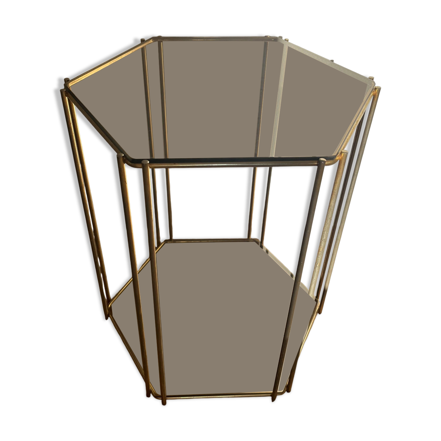 Brass and smoked glass console from the 70s