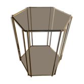 Console en laiton et verre fumé des années 70