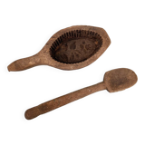 Butter mold and wooden spoon