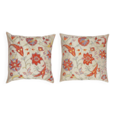 ENSEMBLE DE 2 - Housses de coussin en soie 100 %. Coussins accent brodés. Coussins décoratifs traditionnels.