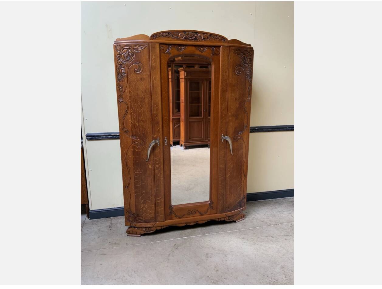 Armoire en chêne massif, Wäscheschrank - Art Deco