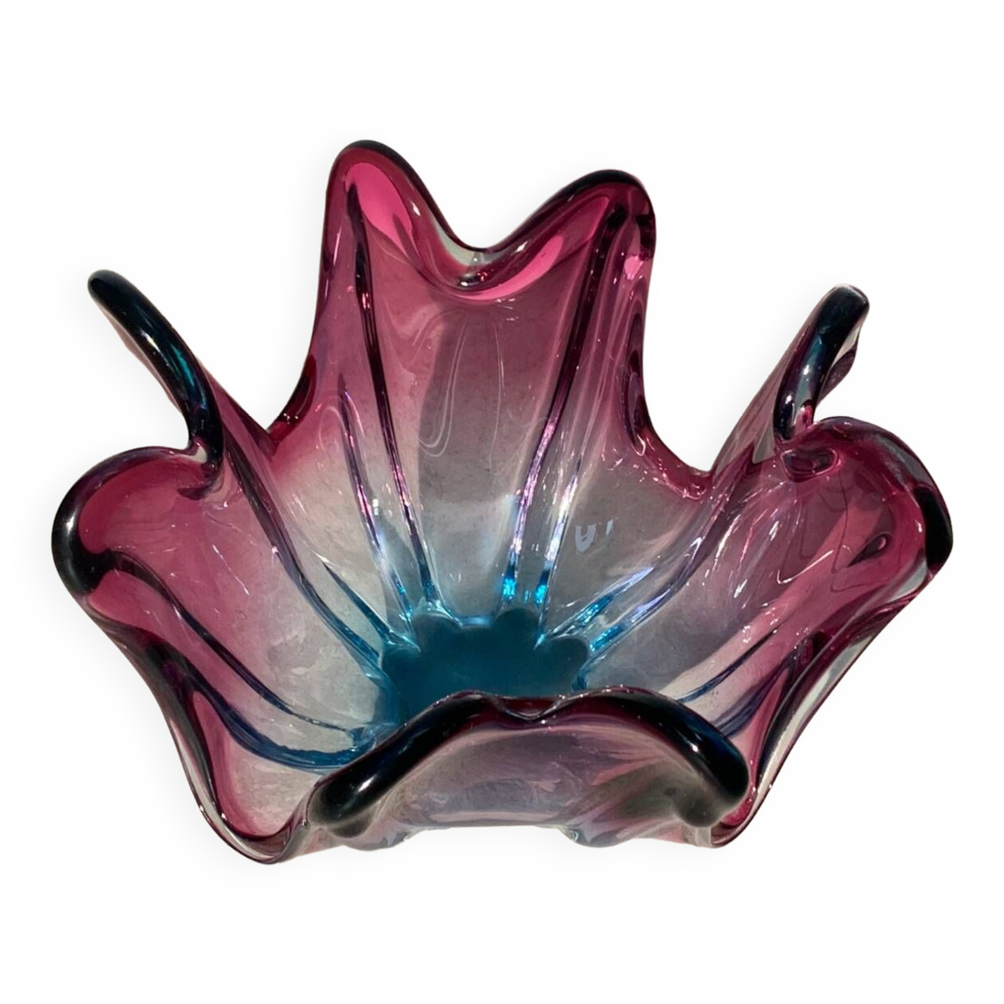 Murano pink and blue splash bowl