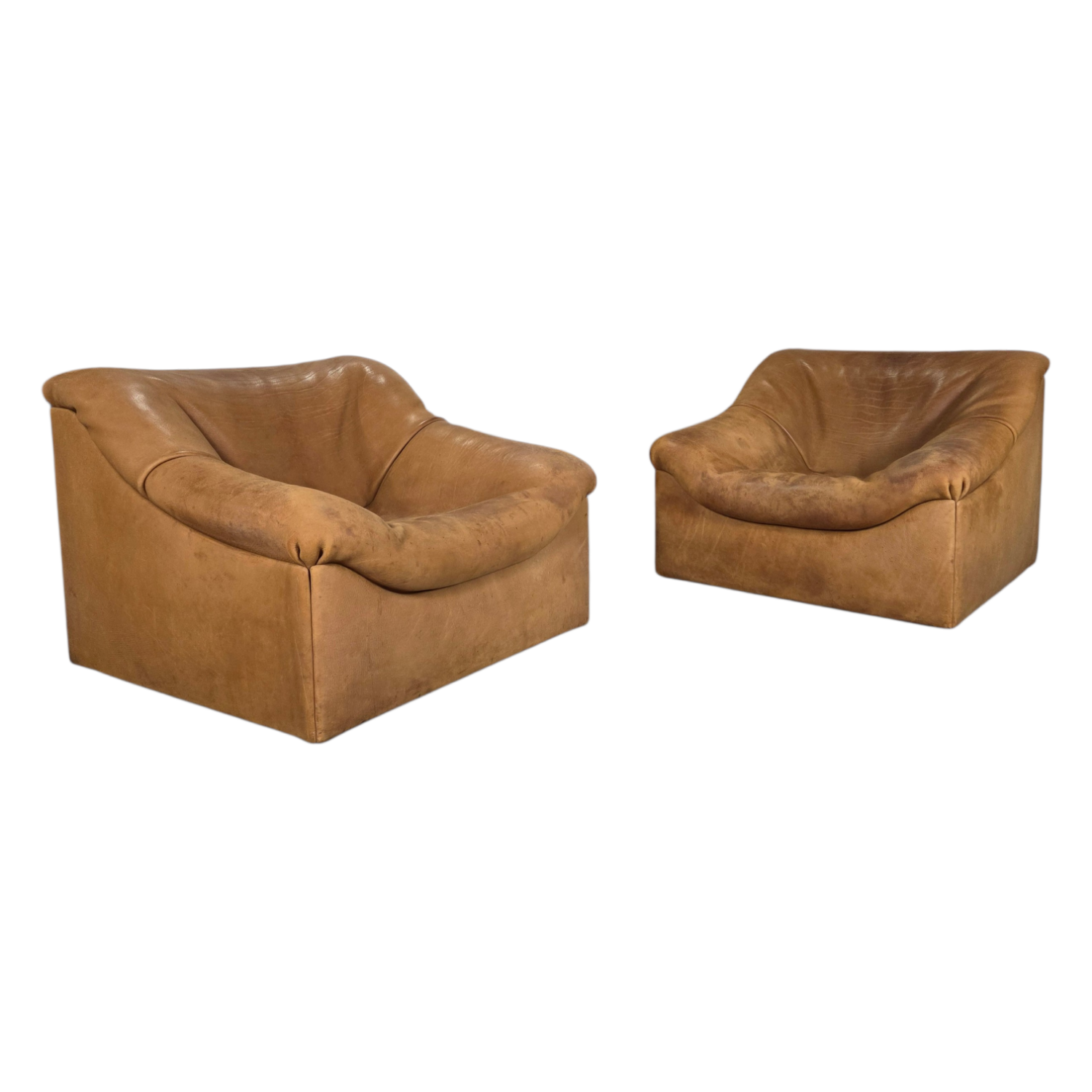 2x De Sede DS-46 vintage 1970s design leather lounge chair