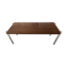 Designer coffee table in chrome metal and teak 1970