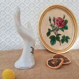 Hand baguier soliflore ceramic white vintage flowers