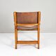 19th century oak and cognac leather brutalist castellana spanish armchair