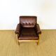 Vintage Scandinavian leather and teak armchair 1960