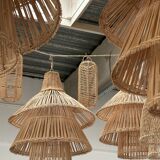 Rattan pendant lamp or light in the shape of an Asian lantern