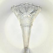 Art Nouveau glass and metal cornet vase with floral motif