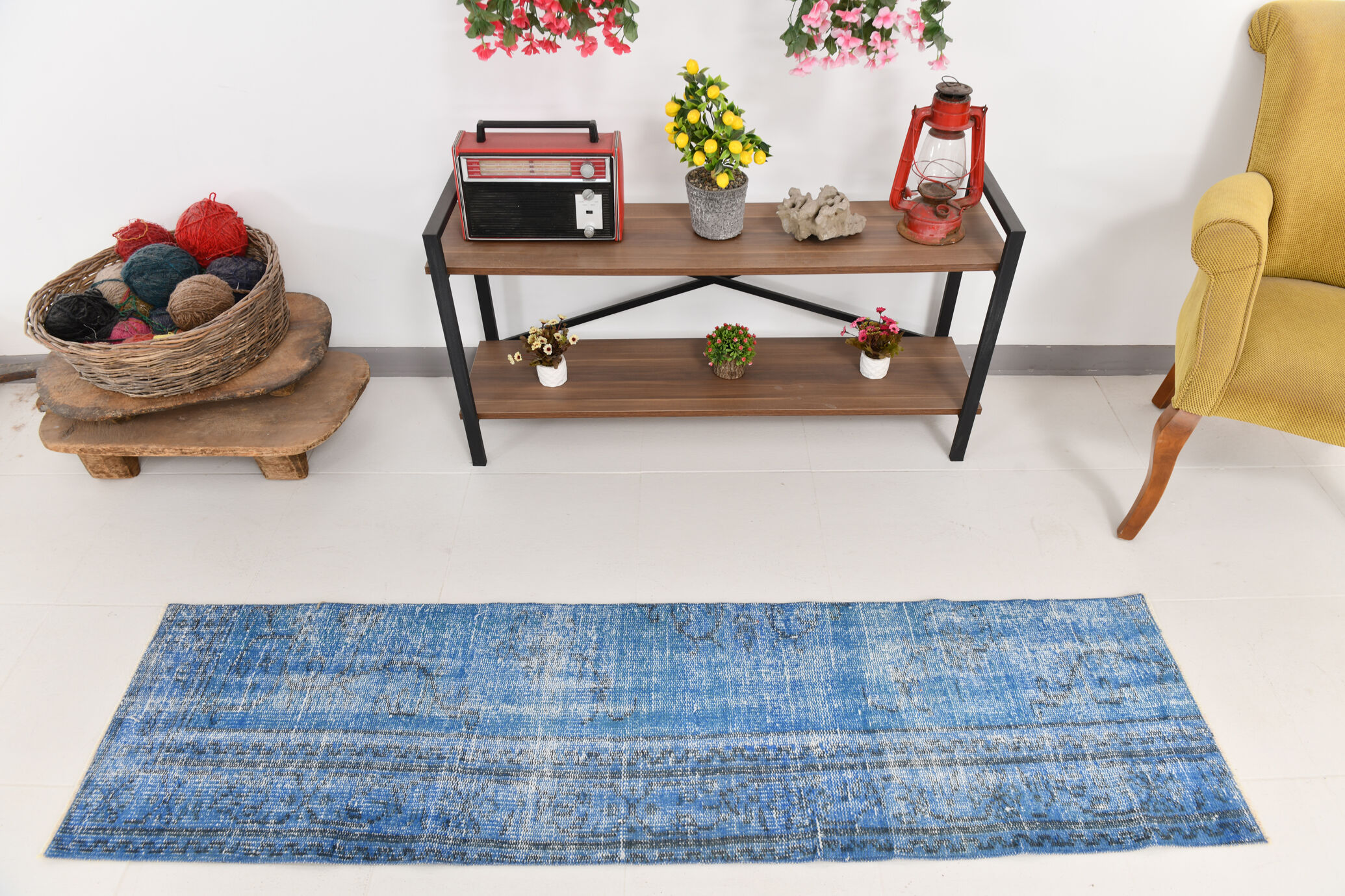 2x6 soft blue vintage runner rug, 53x198cm