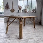 1950s rattan table with ceramic top