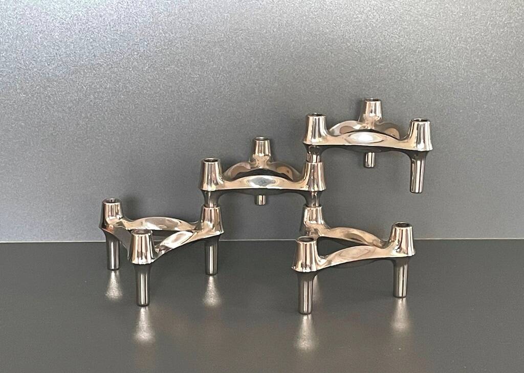 4 modular Nagel candlesticks. Vintage 70s