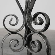 Pair of French Wrought Iron Consoles with Belgian Blue Stone Tops, 1950s