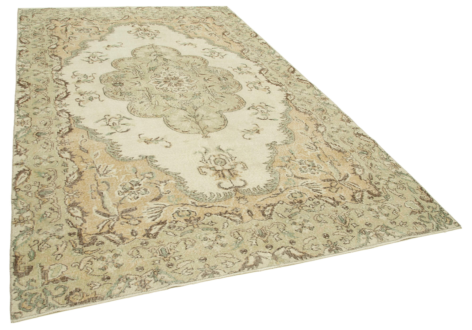 Handwoven distressed anatolian beige rug 200 cm x 320 cm