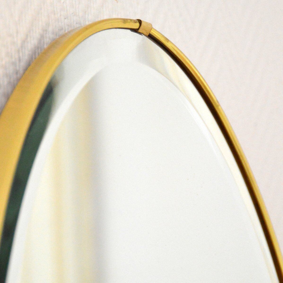 Brass 1960's vintage oval mirror, 36x61cm