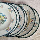 Set of 6 large Longwy soup plates, Vieux Rouen model